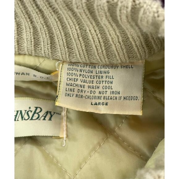 St. John’s Bay Mens L Corduroy Utility Vest Tan Zip Front Quilted Lined Workwear - Picture 8 of 9